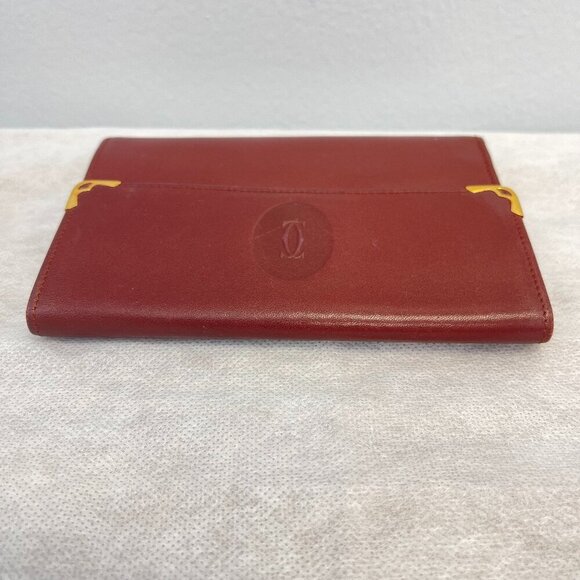 Cartier Vintage Must Line Bordeaux Tri-Fold Wallet w/ Kisslock Pouch - Preowned - Picture 6 of 15